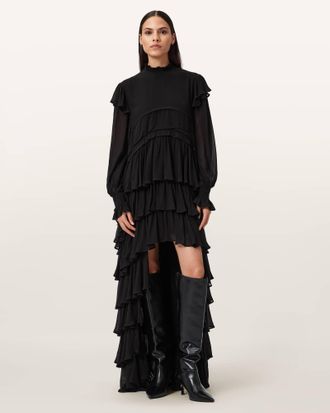 AllSaints Cavarly Tiered Ruffle Maxi Dress