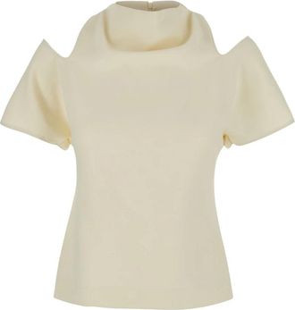 Federica Tosi Blouse met afgeknipte mouwen van cady - Dames - Blouses - Wit - M - Overhemden