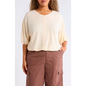 Wit & Wisdom Elbow Sleeve Blouson Top in Ecru at Nordstrom, Size 3X