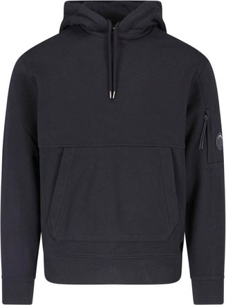 C.P. Company Black Cotton Logo Hoodie