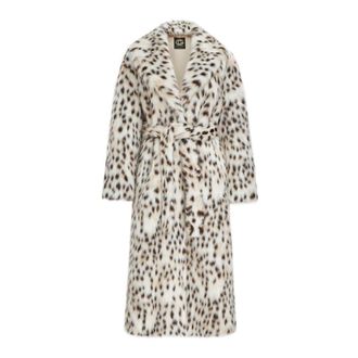 Cesare Gaspari Luxe Jas met Luipaardprint van Imitatiebont - Dames - Jas met riem - Beige - XL - Polyester - Jassen