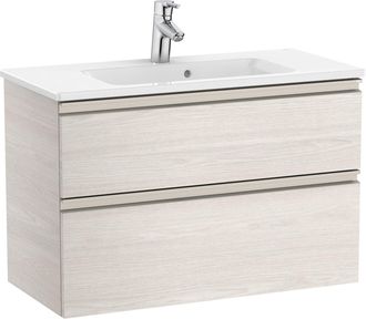 Roca Roca - Pack Unik Mueble Base Compacto De 2 Cajones + Lavabo The Gap Color: Fresno N&oacute;rdico - Medidas: 805x380x537 Mm
