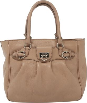 Ferragamo Gancini Handbag Leather Leather Handbag (Pre-Owned)