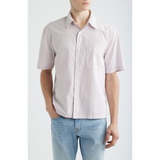 Madewell Mini Shirting Stripe Short Sleeve Cotton Poplin Shirt at Nordstrom, Size Xx-Large
