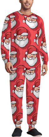 Generic Christmas Funny Santa Mens Pajamas Set 2 Piece Lounge Set Long Sleeve Pullover And Pants Comfy Sleepwear 3XL