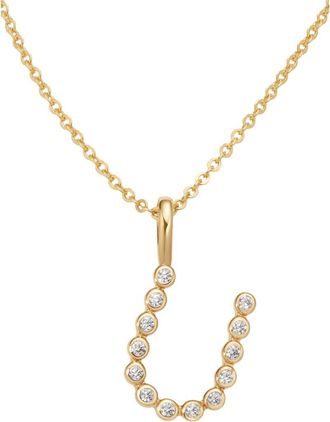 Made by Mary CZ Poppy Initial Necklace in Gold Vermeil Initial U at Nordstrom