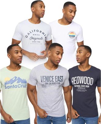 Crosshatch Heren Sumertons Assorted Designs T-Shirt (Pack van 5) (Multikleur)