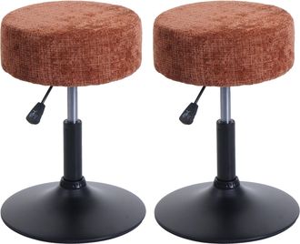 Hhg Hhg - Nunca Usado] Lote De 2 Taburetes 883, Taburete Giratorio Regulable En Altura &Oslash; 37cm Tejido Chenilla (465g/m&sup2;) Mvg, Terracota