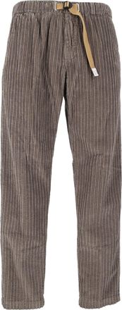 White Sand Wide-Stripe Corduroy Adjustable Straight-Leg Pants