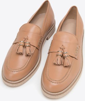 Wittchen Dames Leren Loafers met Kwastjes, Beige, Natuurlijk Leer