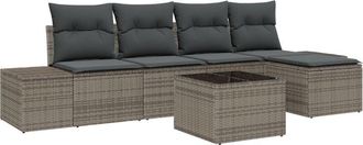 vidaXL Vidaxl - Garden Sofa Set with Cushion with Storage 6 pcs Light Grey