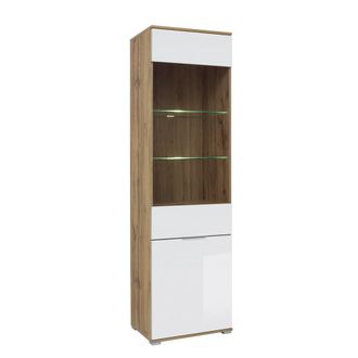 Petits Meubles Vitrina 2 puertas tableros de aglomerado laminados blanco y madera