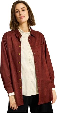 In Front Rode Jessica Shirt Silhouet Stijl - Dames - Zomerjassen - Rood - L - Polyester - Jassen