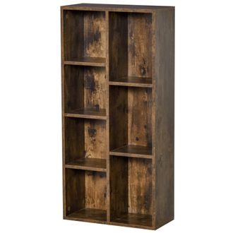HOMCOM Bookcase Industrial Bookshelf Free Standing Display Cabinet Cube Storage Unit for Home Office Living Room Study Rustic Brown Modern - Home Living | T