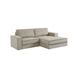 Sweeek Sof&aacute; esquinero derecho de pana, 3 plazas, beige