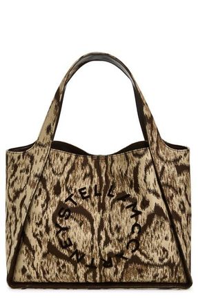 Stella McCartney Logo Clouded Leopard Tote in Multicolor Brown at Nordstrom