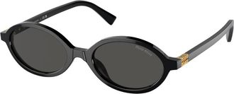 Miu Miu Oval Zonnebril - Dames - Accessoires - Zwart - Maat: 50 MM Polyamide