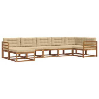 vidaXL Conjunto De Sof&aacute;s De Exterior Con Coj&iacute;n 7 Pcs Natural Y Beige Vidaxl