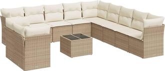vidaXL Set De Sof&aacute;s De Jard&iacute;n 12 Pzas Y Cojines Rat&aacute;n Sint&eacute;tico Marr&oacute;n Vidaxl