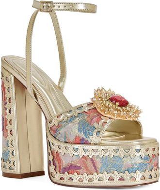 Azalea Wang Wenda Platform Ankle Strap Sandal in Pink Multi at Nordstrom, Size 7.5