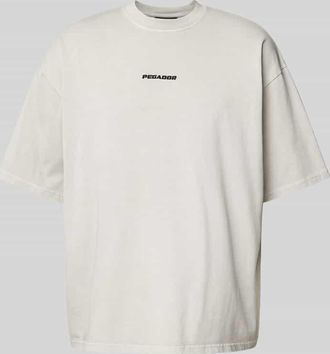 Pegador Boxy Fit T-Shirt mit Label-Stitching in Hellgrau, Größe S