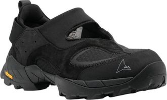 Roa Black Leather Slip-On Trainers