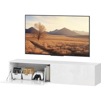 HOMCOM Mobile TV Sospeso per Televisori da 45-55-65 con 2 Armadietti Bianco