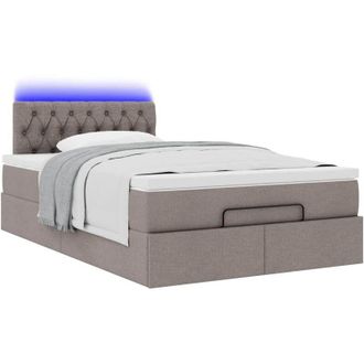 vidaXL Cama Otomana Con Colch&oacute;n Y Luces Led Tela Gris Taup&eacute; 120x190cm Vidaxl