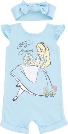 Disney Lilo & Stitch Sleeveless Romper and Headband Set in Alice Light Blue at Nordstrom, Size 24M