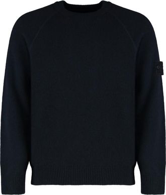 Stone Island Blue Crew Neck Wool Sweater
