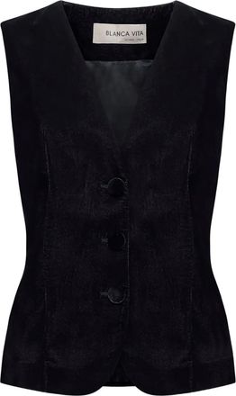 Blanca Vita Fluwelen jack met knoop - Grijs