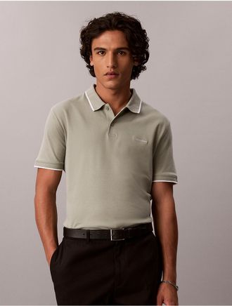 Calvin Klein Mens Liquid Touch Tipped Polo Shirt - Green - 2XL