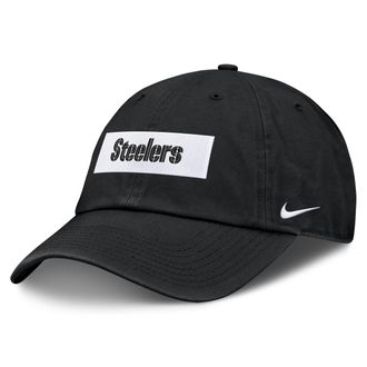Nike Pittsburgh Steelers Primetime Club Wordmark Nike Mens NFL Adjustable Hat in Black | NF0200A7L-ZW0