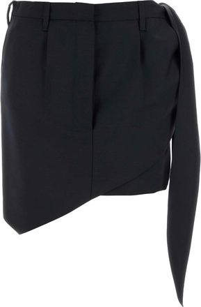 Prada Womens Midnight Blue Mohair Blend Mini Skirt - Black Wool - Size EU 38 (Womens)
