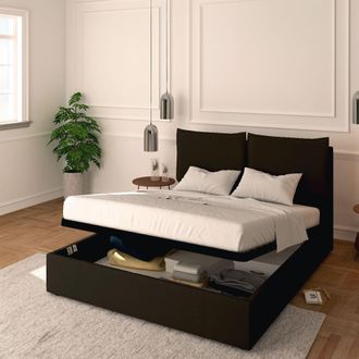 Baldiflex Baldiflex - Letto Contenitore Matrimoniale 160x190 Licia In Ecopelle Con Rete A Doghe Colore Marrone Scuro Dk Chocolate