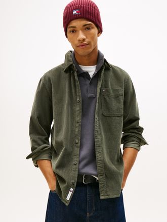 Tommy Jeans Langarmhemd TOMMY JEANS TJM BABY CORD SHIRT EXT, Herren, Gr. 4XL, N-Gr, gr&uuml;n (pewter gr&uuml;n), Cord, Obermaterial: 100% Baumwolle, regular fit h&uuml;ftbedeck