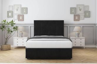 Comfort Beds Arya Plush Divan Set 2 Drawers-26 Headboard-Footboard in Black | Size: King