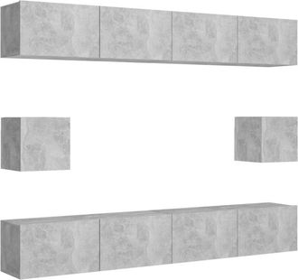 vidaXL Vidaxl - 6 Piece tv Cabinet Set Concrete Grey Engineered Wood