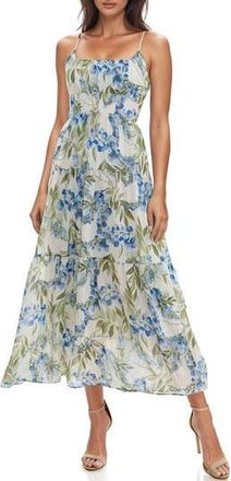 Socialite Floral Tiered Maxi Sundress in Ivory/Blue at Nordstrom Rack, Size X-Small