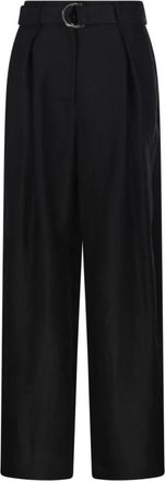 Max Mara Wijde broek met riem in zwart - Dames - Straight fit broeken - Zwart - M - Broeken