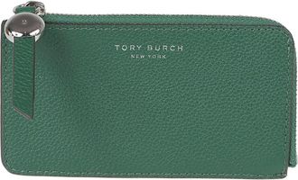 Tory Burch Romy Zip-Around Card Holder - Dames - Portefeuilles - Groen - ONE Size - Leer - Accessoires