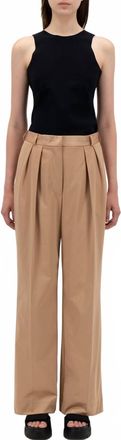 Harris Wharf London Pleated Wide Leg Trouser In Rosewood Tan