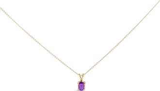 House of Brilliance 14K White Gold 6x4MM Oval Shaped Green Emerald Solitaire Pendant Necklace