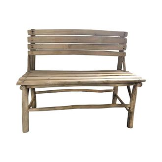 Decoclico Banco con respaldo de madera de teca y fibra vegetal