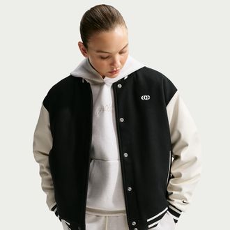 Nike Womens Caitlin Clark Basketball Varsity Jacket in Black | JA1575-010