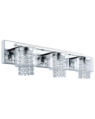 Eglo Eglo Kissling 3 Light Bath/Vanity Light With Polished Chrome Finish & Clear Glass Shade With Glass Crystal Accents