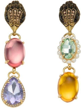 Kurt Geiger Candy Mismatched Crystal & Cabochon Linear Drop Earrings in Gold/Multi at Nordstrom