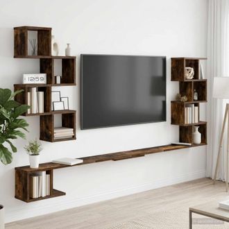 vidaXL Vidaxl Mensola Per Tv Da Muro Rovere Fumo 160 X 15 X 94 Cm