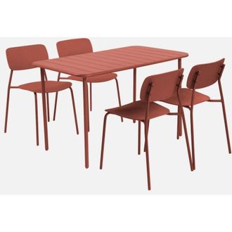 Sweeek Set tavolo da giardino in metallo con 4 sedie