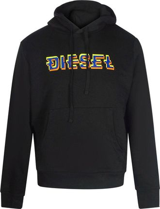 Diesel Pixel Bold Logo Zwarte Hoodie